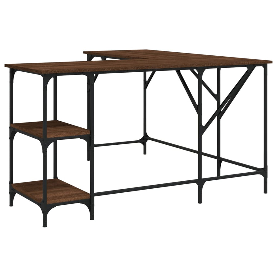 Bureau 139X139X75 Cm Bewerkt Hout Bruineikenkleurig bruin eikenkleur