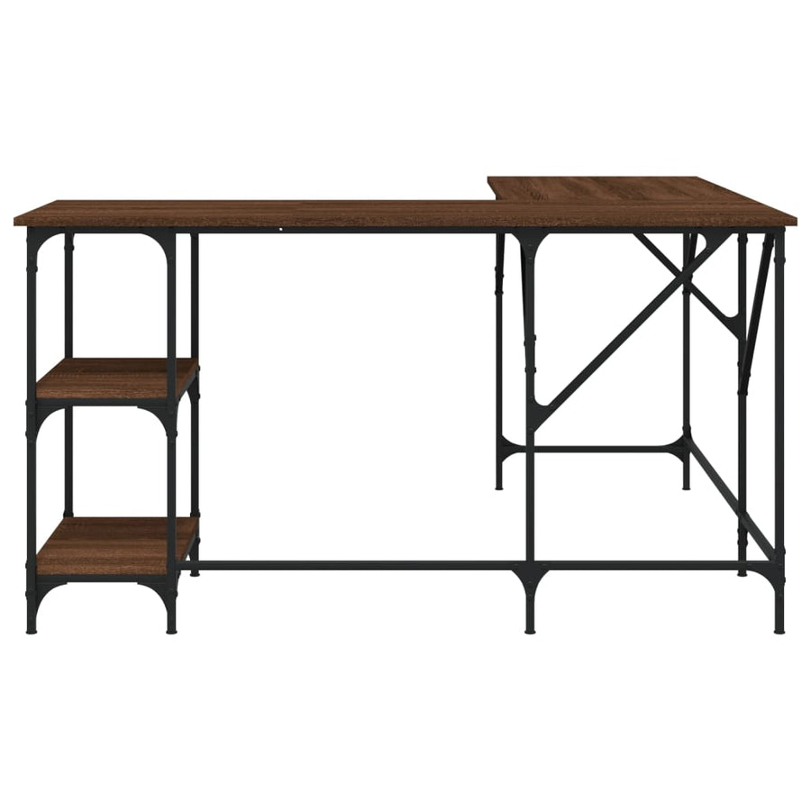 Bureau 139X139X75 Cm Bewerkt Hout Bruineikenkleurig bruin eikenkleur