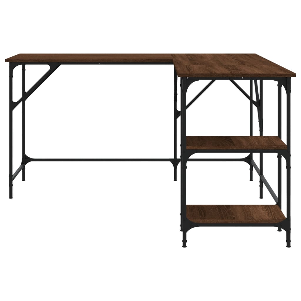 Bureau 139X139X75 Cm Bewerkt Hout Bruineikenkleurig bruin eikenkleur