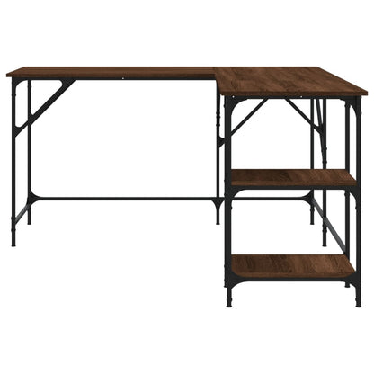 Bureau 139X139X75 Cm Bewerkt Hout Bruineikenkleurig bruin eikenkleur