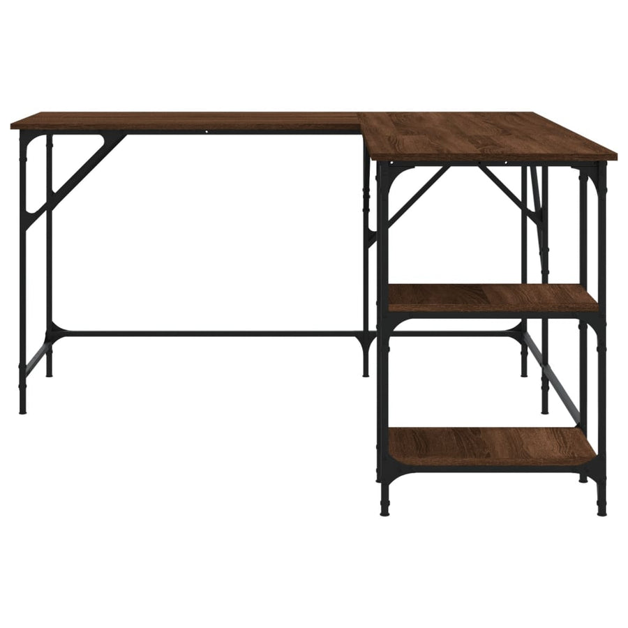 Bureau 139X139X75 Cm Bewerkt Hout Bruineikenkleurig bruin eikenkleur