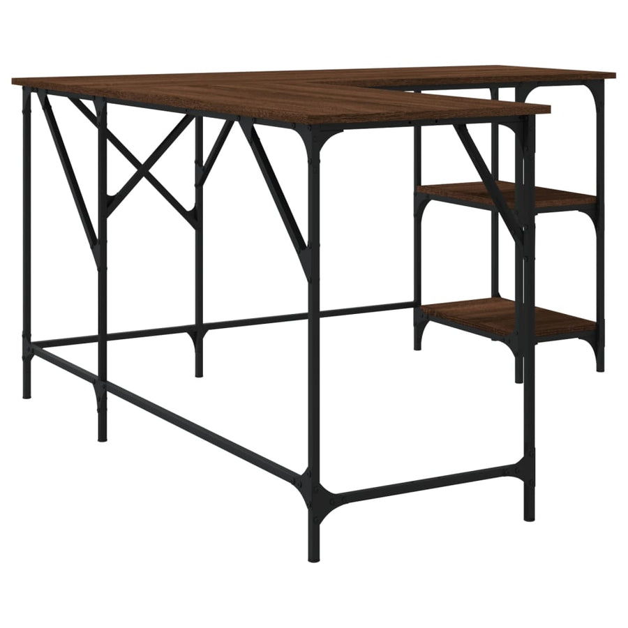Bureau 139X139X75 Cm Bewerkt Hout Bruineikenkleurig bruin eikenkleur