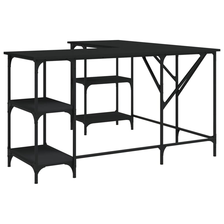 Bureau 139x139x75 cm bewerkt hout zwart Zwart
