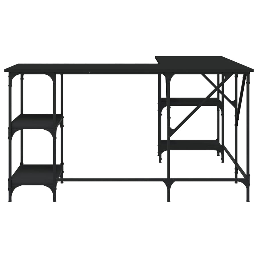 Bureau 139x139x75 cm bewerkt hout zwart Zwart
