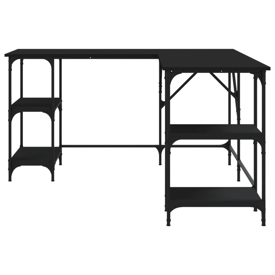 Bureau 139x139x75 cm bewerkt hout zwart Zwart