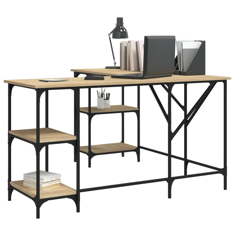 Bureau 139X139X75 Cm Bewerkt Hout Kleurig Sonoma eiken