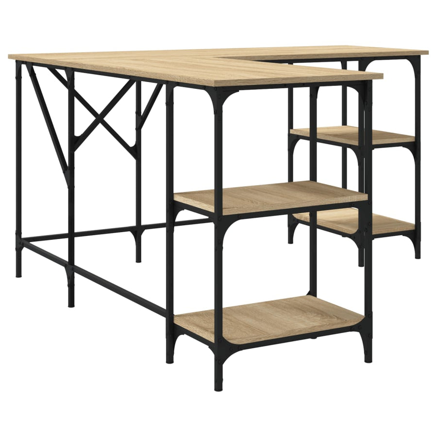 Bureau 139X139X75 Cm Bewerkt Hout Kleurig Sonoma eiken
