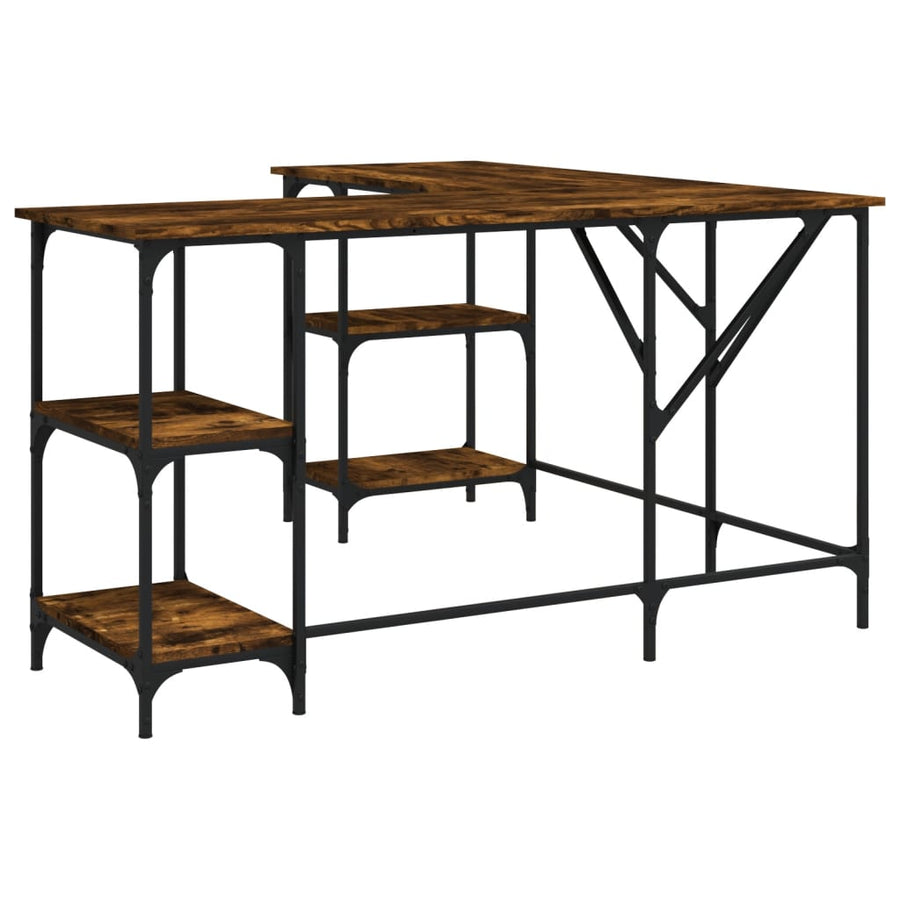 Bureau 139X139X75 Cm Bewerkt Hout Kleurig Gerookt eiken