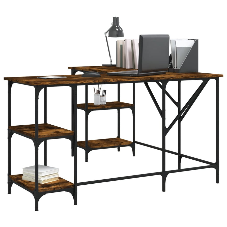 Bureau 139X139X75 Cm Bewerkt Hout Kleurig Gerookt eiken