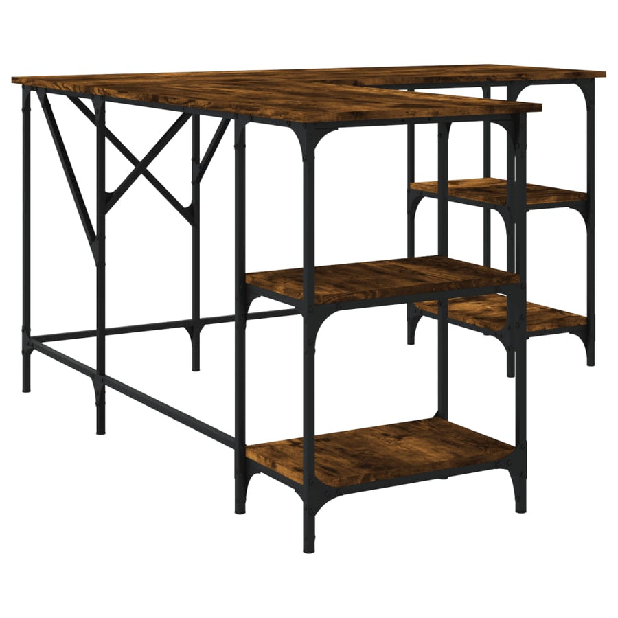 Bureau 139X139X75 Cm Bewerkt Hout Kleurig Gerookt eiken