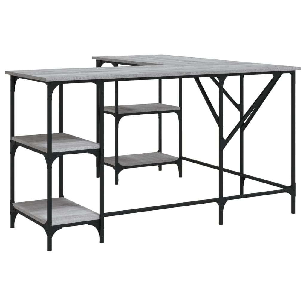 Bureau 139X139X75 Cm Bewerkt Hout Eikenkleurig Grijs sonoma