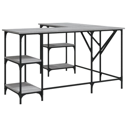 Bureau 139X139X75 Cm Bewerkt Hout Eikenkleurig Grijs sonoma