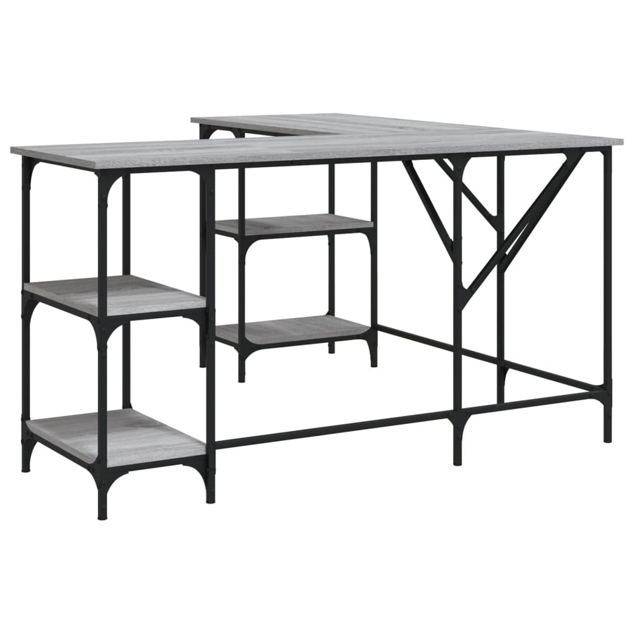 Bureau 139X139X75 Cm Bewerkt Hout Eikenkleurig Grijs sonoma