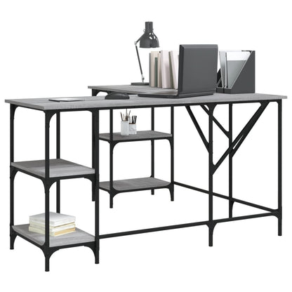 Bureau 139X139X75 Cm Bewerkt Hout Eikenkleurig Grijs sonoma