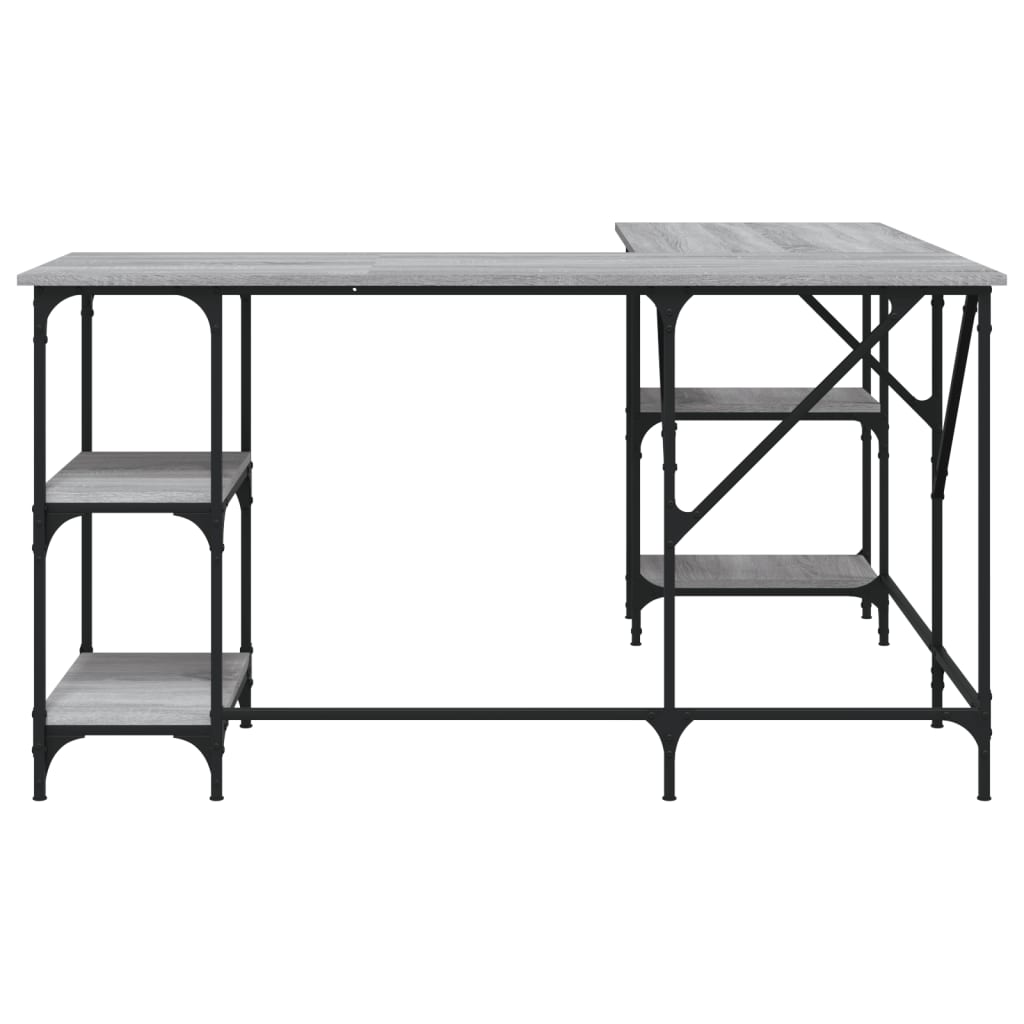 Bureau 139X139X75 Cm Bewerkt Hout Eikenkleurig Grijs sonoma