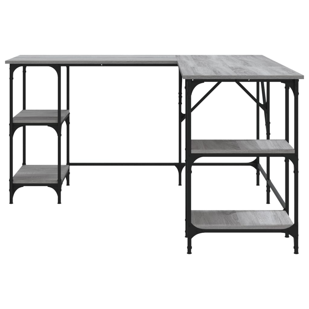 Bureau 139X139X75 Cm Bewerkt Hout Eikenkleurig Grijs sonoma