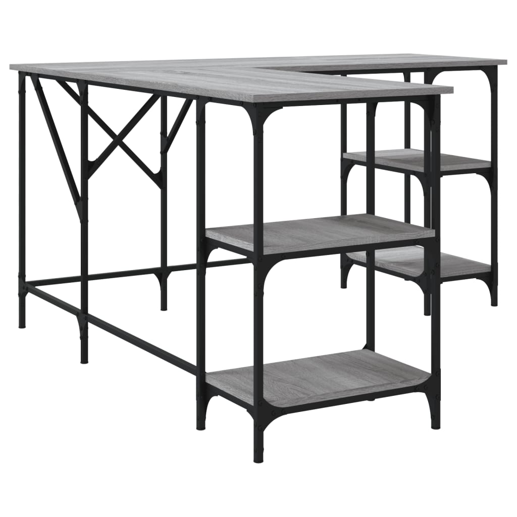 Bureau 139X139X75 Cm Bewerkt Hout Eikenkleurig Grijs sonoma