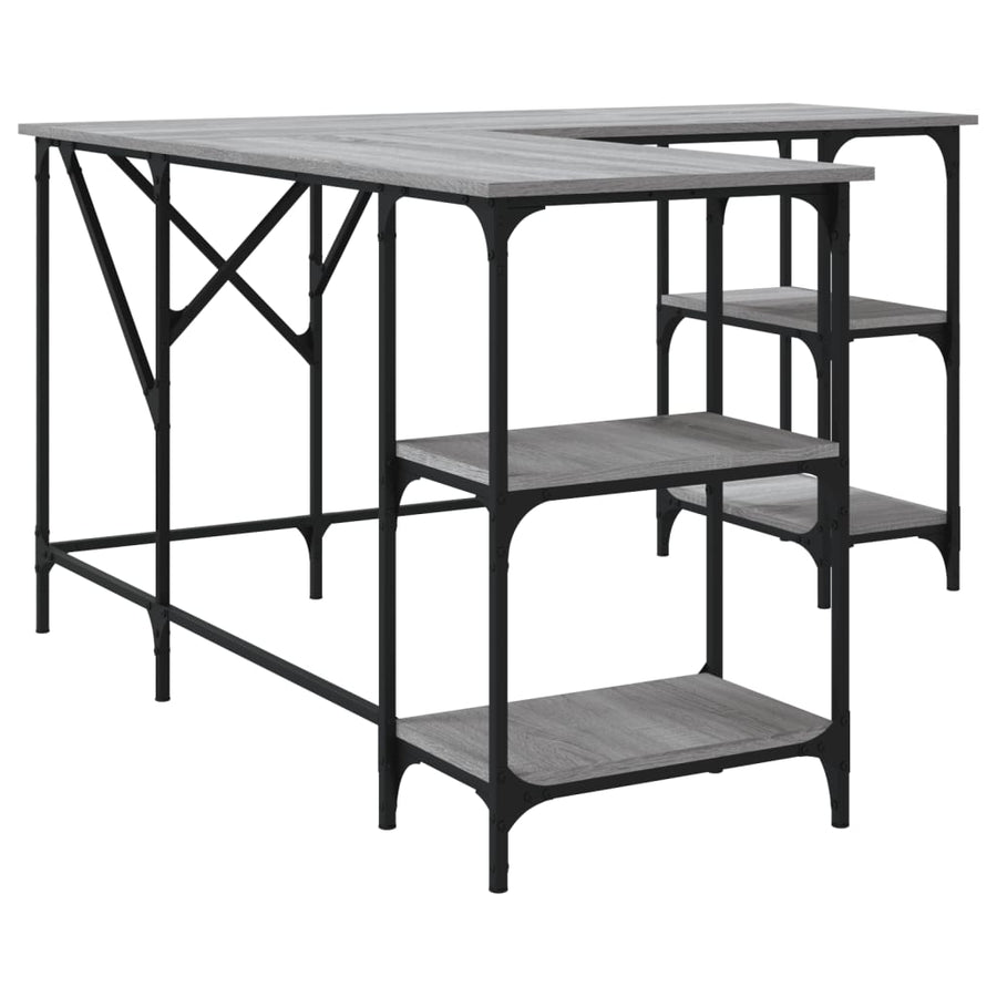 Bureau 139X139X75 Cm Bewerkt Hout Eikenkleurig Grijs sonoma