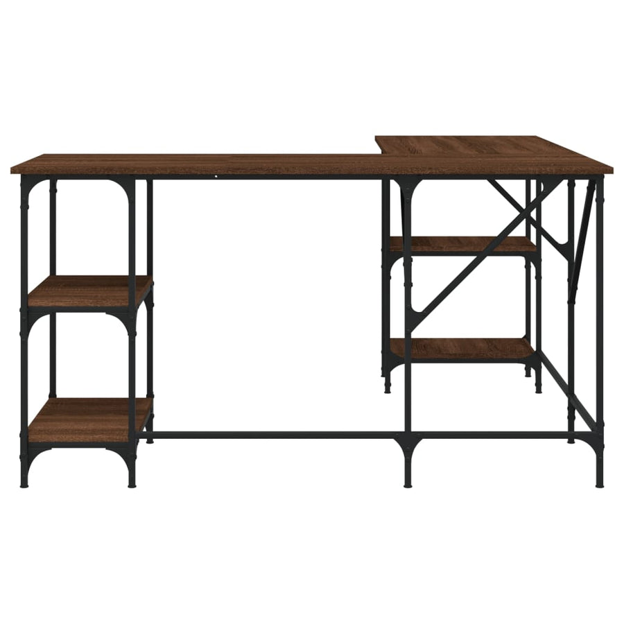 Bureau 139X139X75 Cm Bewerkt Hout Bruineikenkleurig bruin eikenkleur