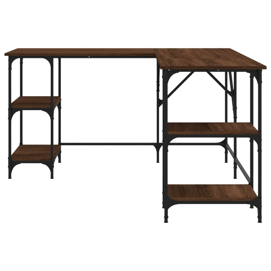 Bureau 139X139X75 Cm Bewerkt Hout Bruineikenkleurig bruin eikenkleur