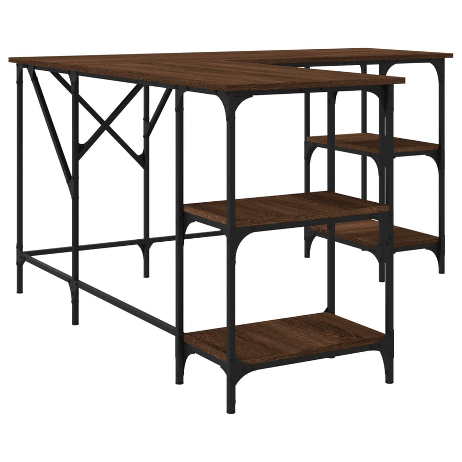 Bureau 139X139X75 Cm Bewerkt Hout Bruineikenkleurig bruin eikenkleur