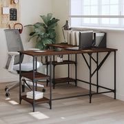 Desk 139x139x75 cm treated wood brown oak finish
