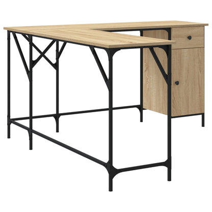 Bureau 141X141X75 Cm Bewerkt Hout Kleurig Sonoma eiken