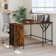 Desk 141x141x75 cm treated wood smoked oak-colored