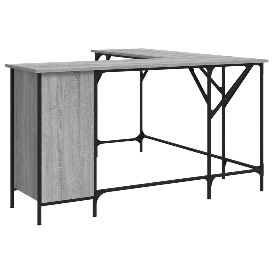 Bureau 141X141X75 Cm Bewerkt Hout Eikenkleurig Grijs sonoma