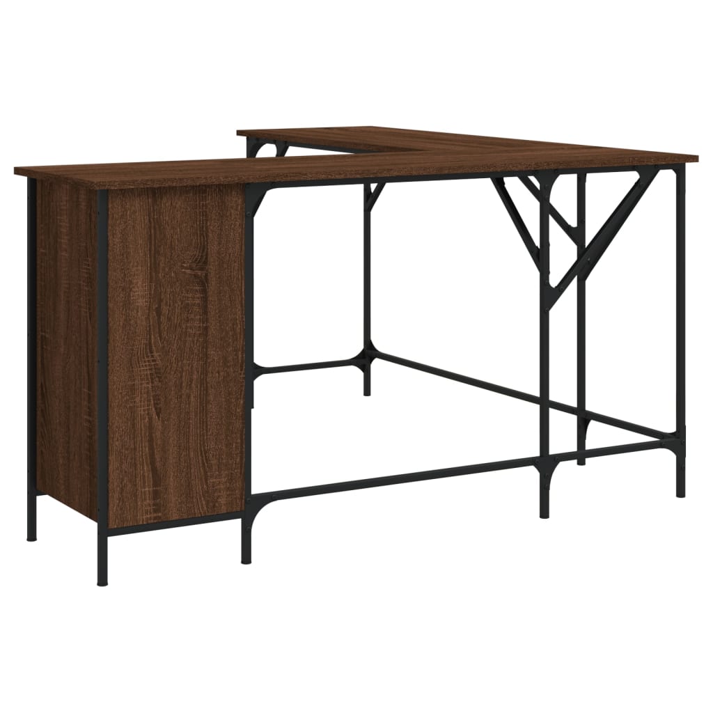 Bureau 141X141X75 Cm Bewerkt Hout Bruineikenkleurig bruin eikenkleur