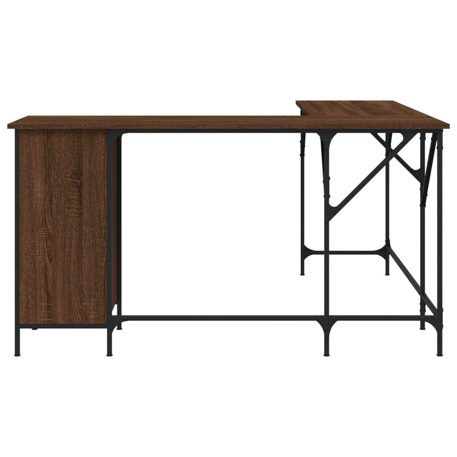 Bureau 141X141X75 Cm Bewerkt Hout Bruineikenkleurig bruin eikenkleur