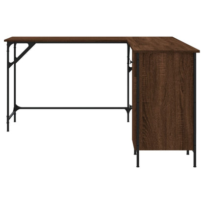 Bureau 141X141X75 Cm Bewerkt Hout Bruineikenkleurig bruin eikenkleur
