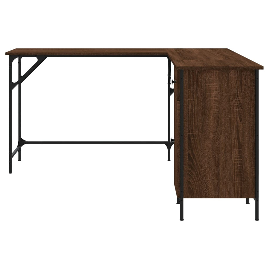 Bureau 141X141X75 Cm Bewerkt Hout Bruineikenkleurig bruin eikenkleur