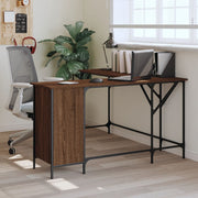 Desk 141x141x75 cm treated wood brown oak color