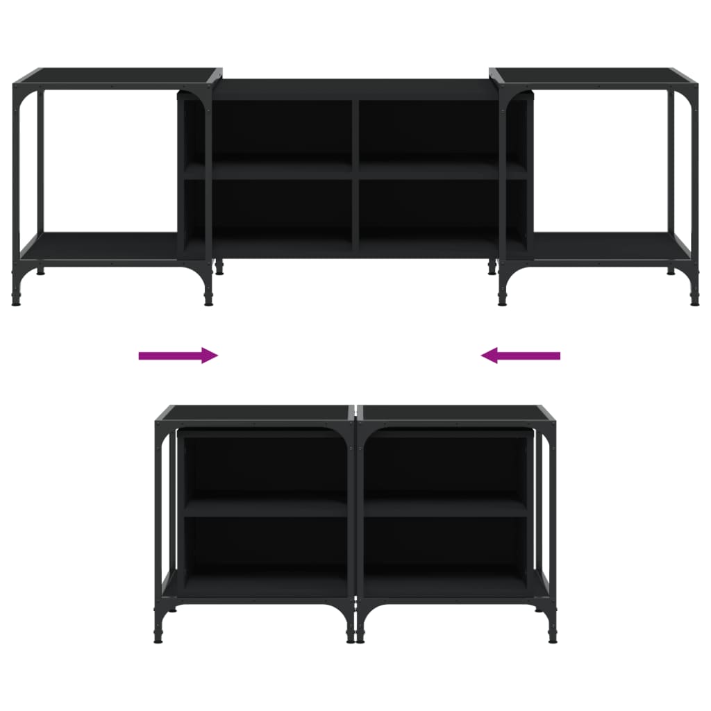 Tv-Meubel Bewerkt Hout 153 x 37 x 50 cm Zwart