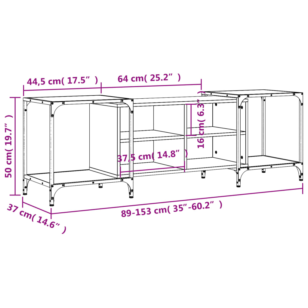 Tv-Meubel Bewerkt Hout 153 x 37 x 50 cm Zwart