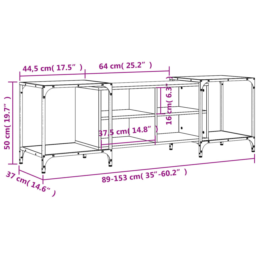 Tv-Meubel Bewerkt Hout 153 x 37 x 50 cm Zwart