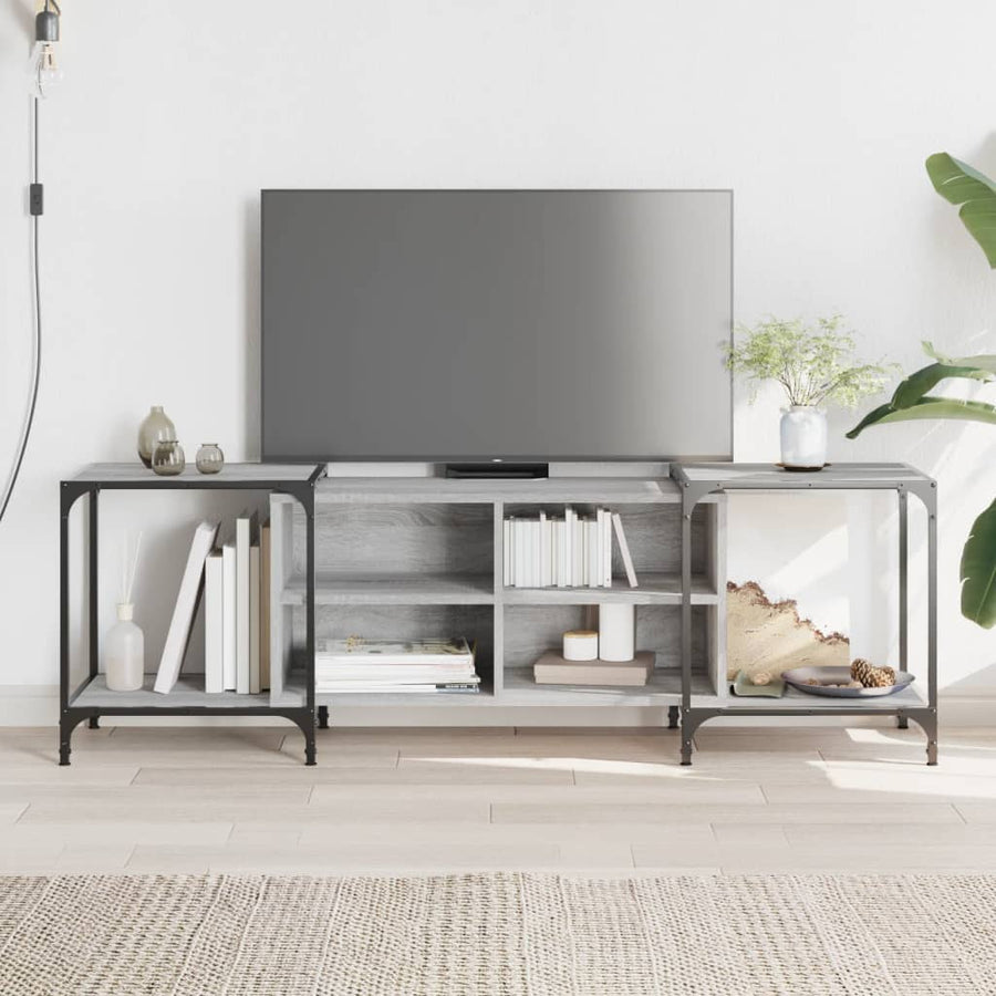 Tv-Meubel Bewerkt Hout Eikenkleurig 153 x 37 x 50 cm Grijs sonoma