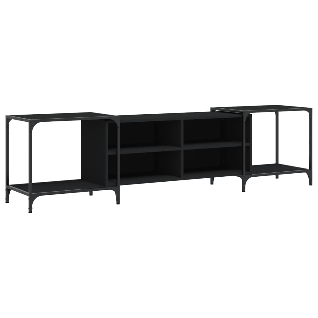 Tv-Meubel Bewerkt Hout 203 x 37 x 50 cm Zwart