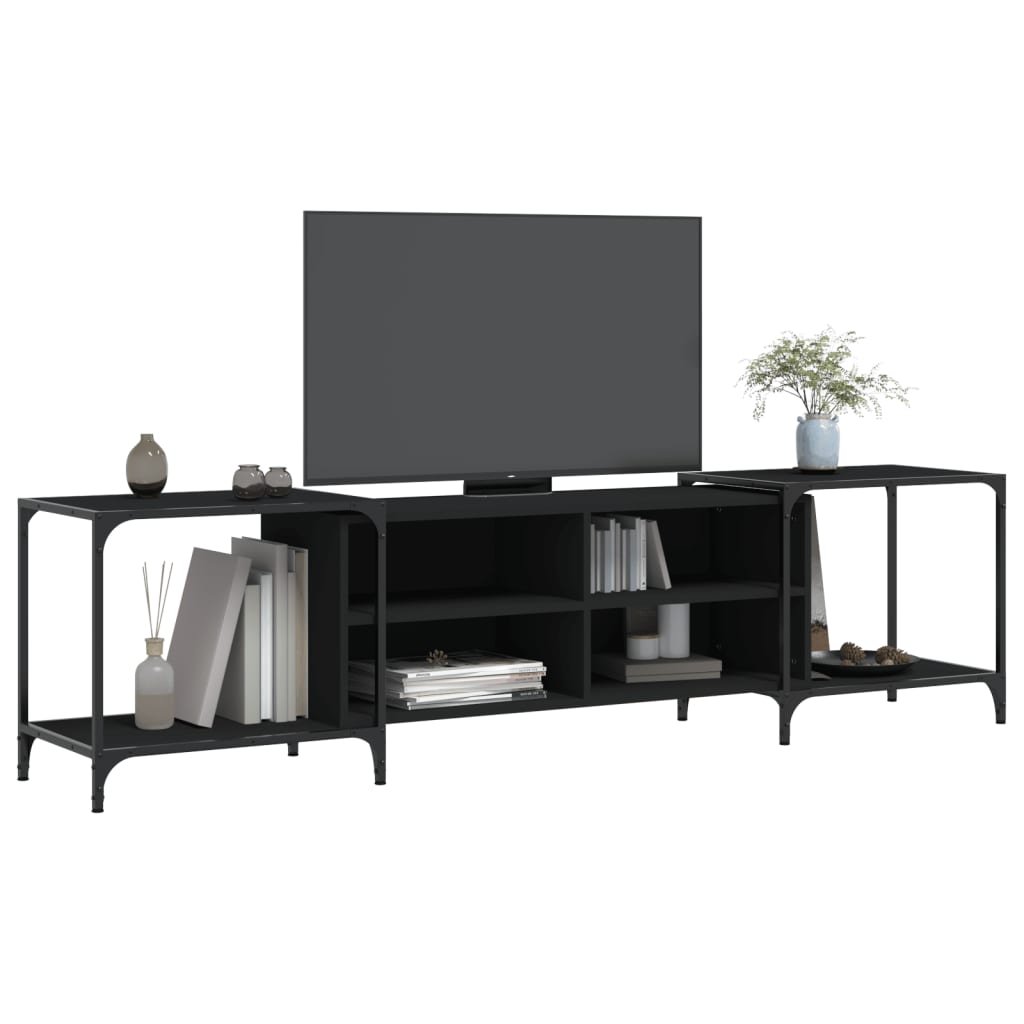 Tv-Meubel Bewerkt Hout 203 x 37 x 50 cm Zwart