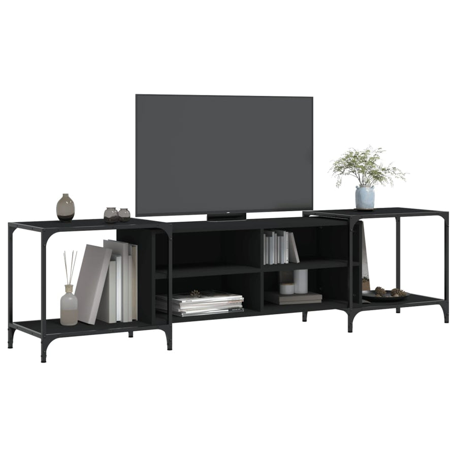 Tv-Meubel Bewerkt Hout 203 x 37 x 50 cm Zwart
