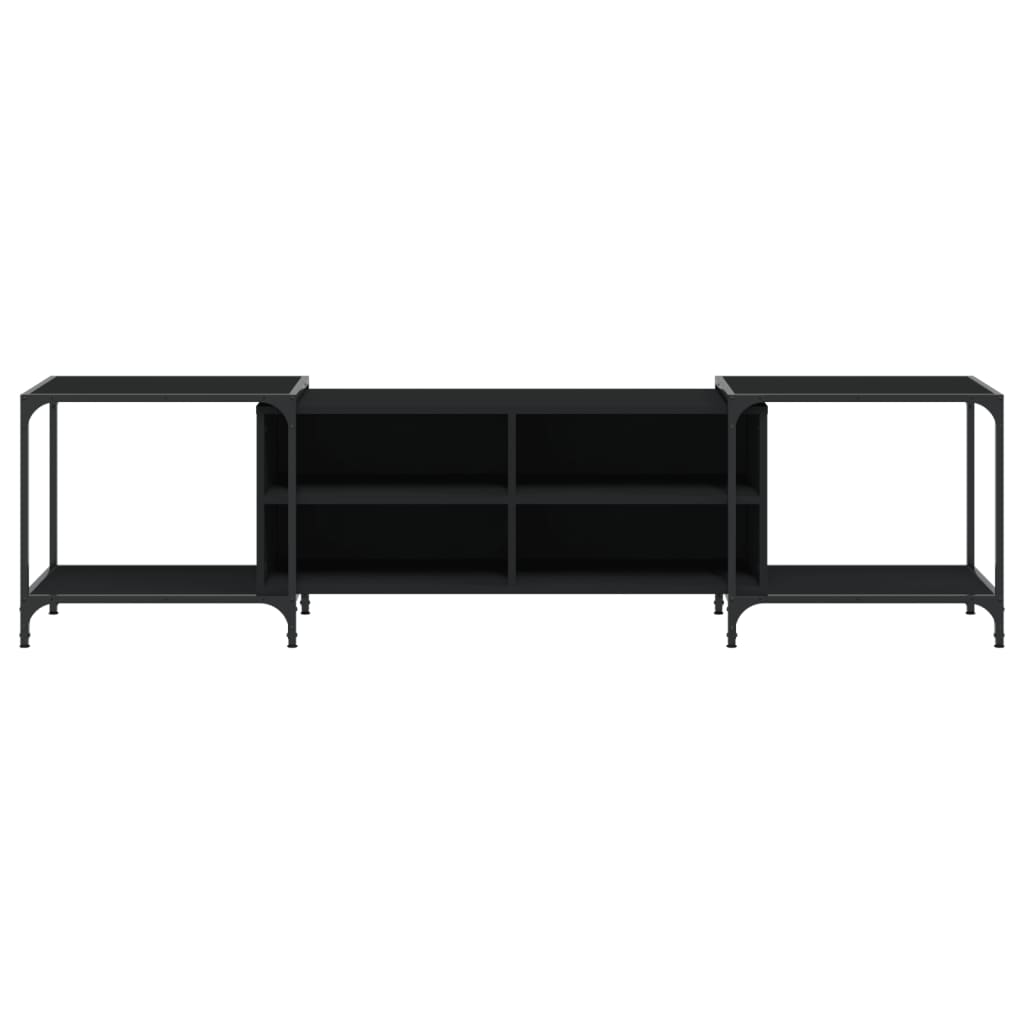 Tv-Meubel Bewerkt Hout 203 x 37 x 50 cm Zwart