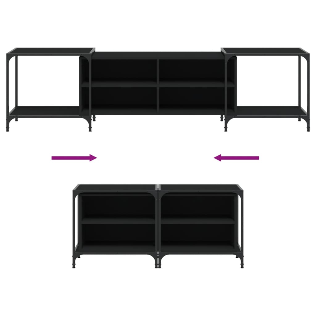 Tv-Meubel Bewerkt Hout 203 x 37 x 50 cm Zwart