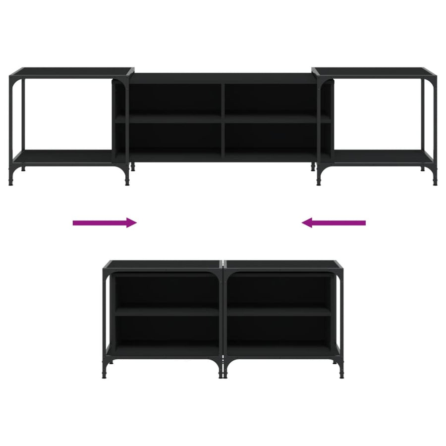 Tv-Meubel Bewerkt Hout 203 x 37 x 50 cm Zwart