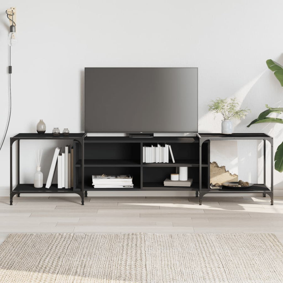 Tv-Meubel Bewerkt Hout 203 x 37 x 50 cm Zwart
