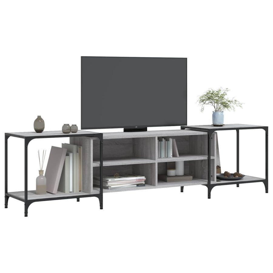 Tv-Meubel Bewerkt Hout Eikenkleurig 203 x 37 x 50 cm Grijs sonoma