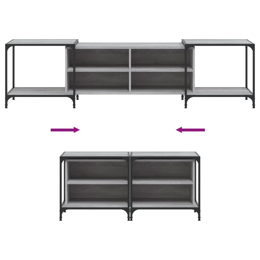 Tv-Meubel Bewerkt Hout Eikenkleurig 203 x 37 x 50 cm Grijs sonoma