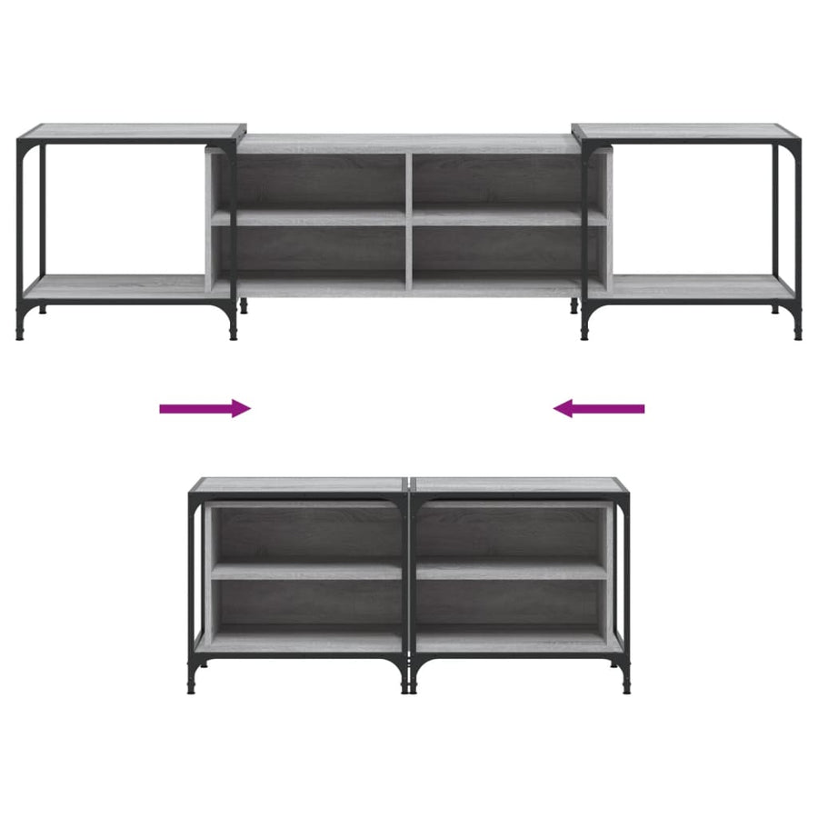 Tv-Meubel Bewerkt Hout Eikenkleurig 203 x 37 x 50 cm Grijs sonoma