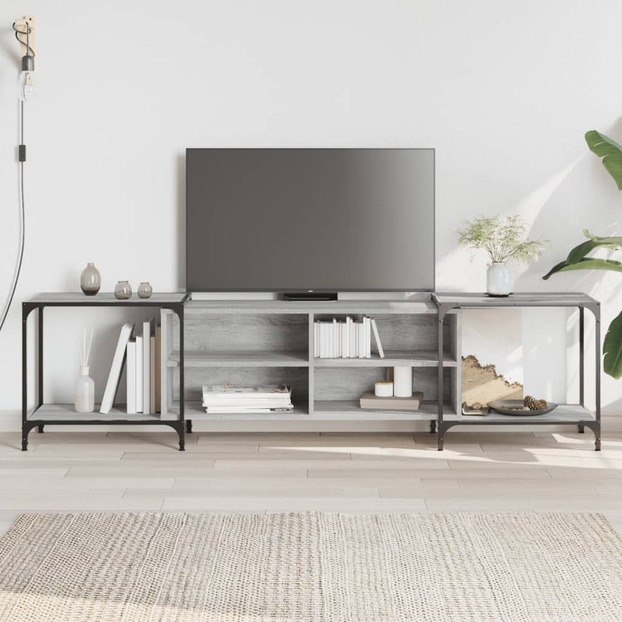 Tv-Meubel Bewerkt Hout Eikenkleurig 203 x 37 x 50 cm Grijs sonoma