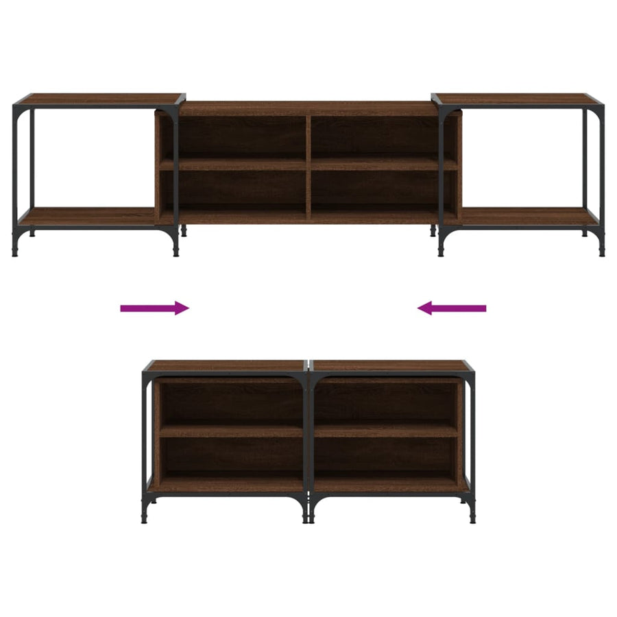 Tv-Meubel Bewerkt Hout Bruineikenkleurig 203 x 37 x 50 cm bruin eikenkleur
